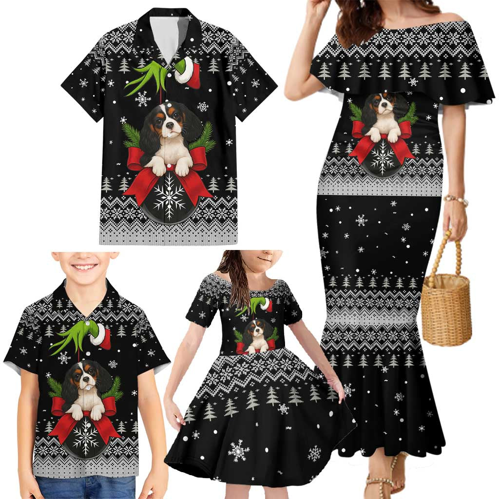 Cavalier King Charles Spaniel Xmas Ball Christmas Family Matching Mermaid Dress and Hawaiian Shirt Xmas Holiday Patterns - Wonder Print Shop