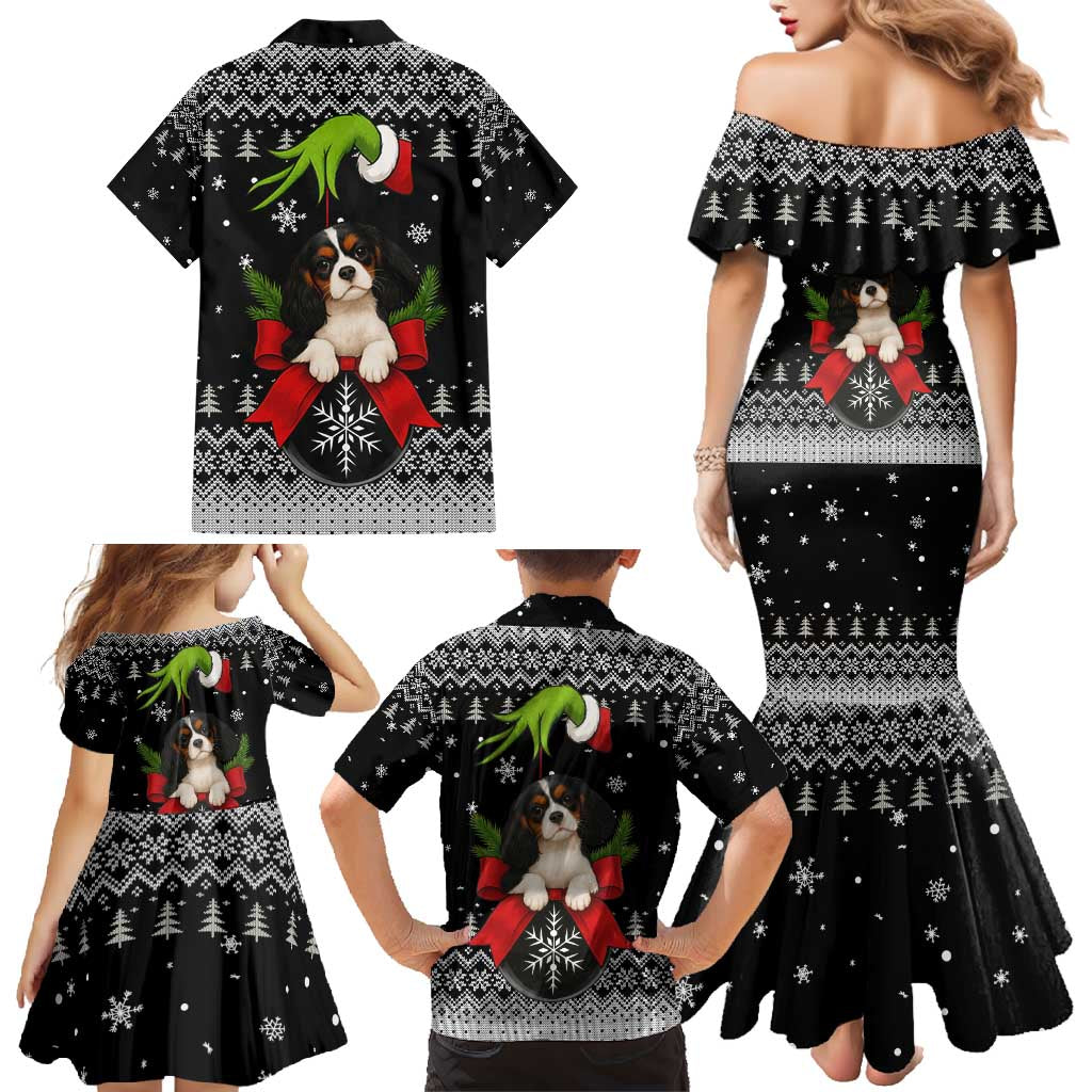 Cavalier King Charles Spaniel Xmas Ball Christmas Family Matching Mermaid Dress and Hawaiian Shirt Xmas Holiday Patterns - Wonder Print Shop
