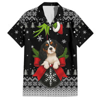 Cavalier King Charles Spaniel Xmas Ball Christmas Family Matching Off The Shoulder Long Sleeve Dress and Hawaiian Shirt Xmas Holiday Patterns - Wonder Print Shop