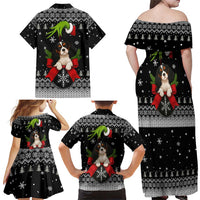 Cavalier King Charles Spaniel Xmas Ball Christmas Family Matching Off Shoulder Maxi Dress and Hawaiian Shirt Xmas Holiday Patterns - Wonder Print Shop