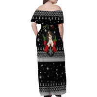 Cavalier King Charles Spaniel Xmas Ball Christmas Family Matching Off Shoulder Maxi Dress and Hawaiian Shirt Xmas Holiday Patterns - Wonder Print Shop