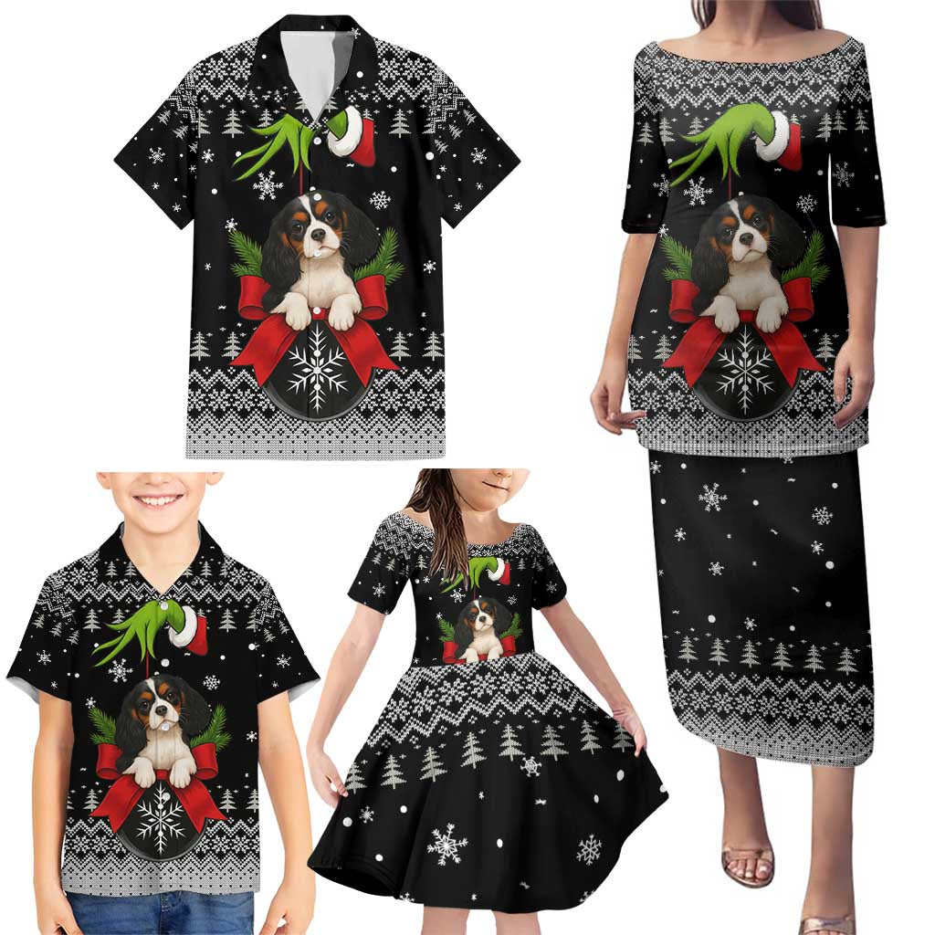 Cavalier King Charles Spaniel Xmas Ball Christmas Family Matching Puletasi and Hawaiian Shirt Xmas Holiday Patterns - Wonder Print Shop