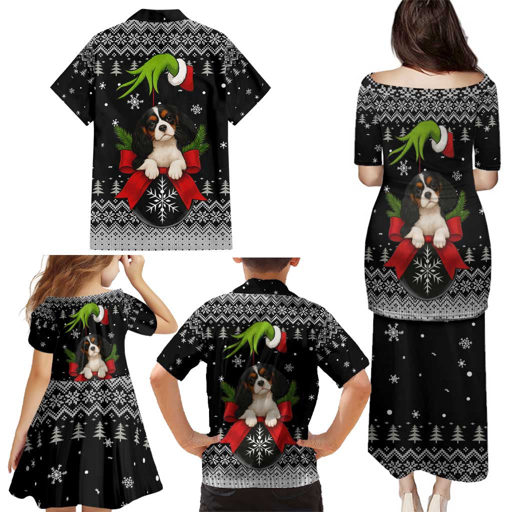 Cavalier King Charles Spaniel Xmas Ball Christmas Family Matching Puletasi and Hawaiian Shirt Xmas Holiday Patterns - Wonder Print Shop