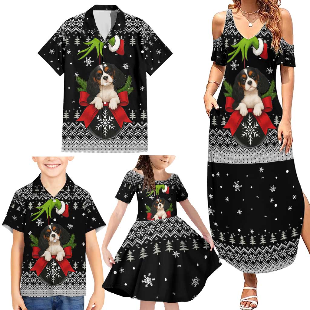 Cavalier King Charles Spaniel Xmas Ball Christmas Family Matching Summer Maxi Dress and Hawaiian Shirt Xmas Holiday Patterns - Wonder Print Shop