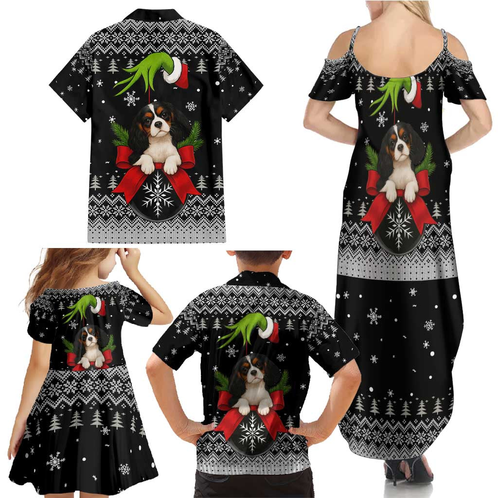 Cavalier King Charles Spaniel Xmas Ball Christmas Family Matching Summer Maxi Dress and Hawaiian Shirt Xmas Holiday Patterns - Wonder Print Shop