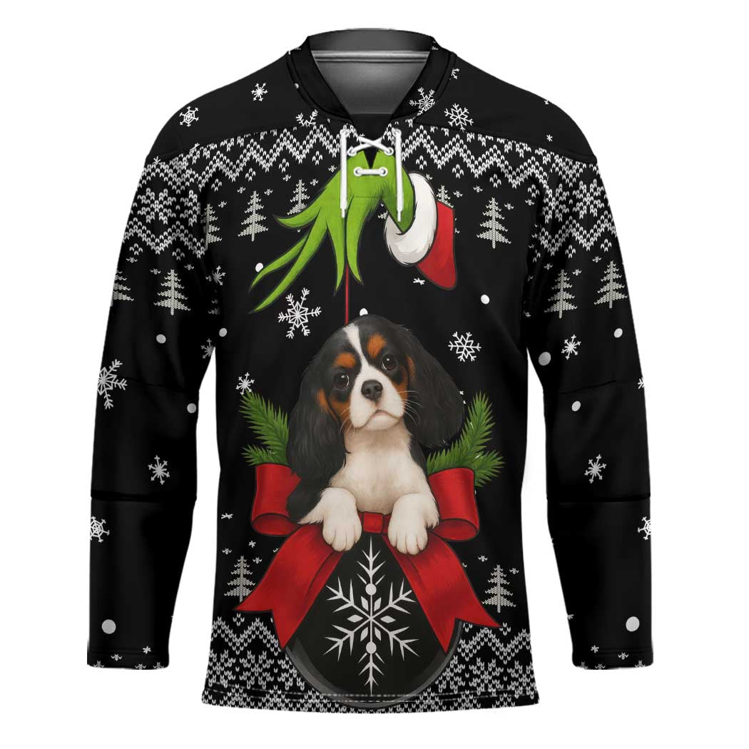Cavalier King Charles Spaniel Xmas Ball Christmas Hockey Jersey Xmas Holiday Patterns - Wonder Print Shop