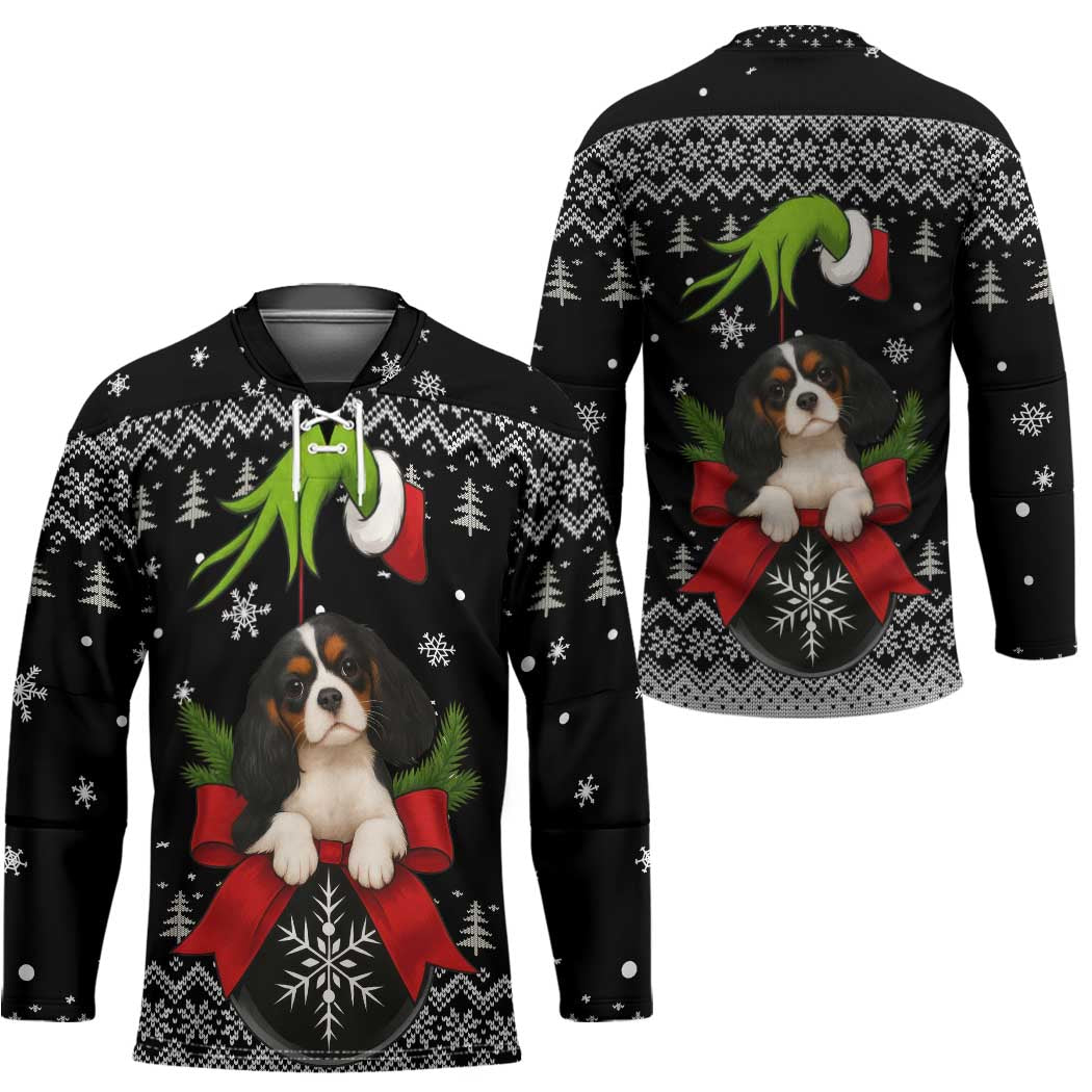 Cavalier King Charles Spaniel Xmas Ball Christmas Hockey Jersey Xmas Holiday Patterns - Wonder Print Shop