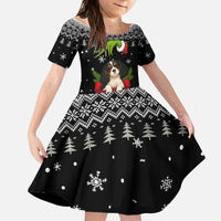 Cavalier King Charles Spaniel Xmas Ball Christmas Kid Short Sleeve Dress Xmas Holiday Patterns - Wonder Print Shop