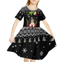 Cavalier King Charles Spaniel Xmas Ball Christmas Kid Short Sleeve Dress Xmas Holiday Patterns - Wonder Print Shop