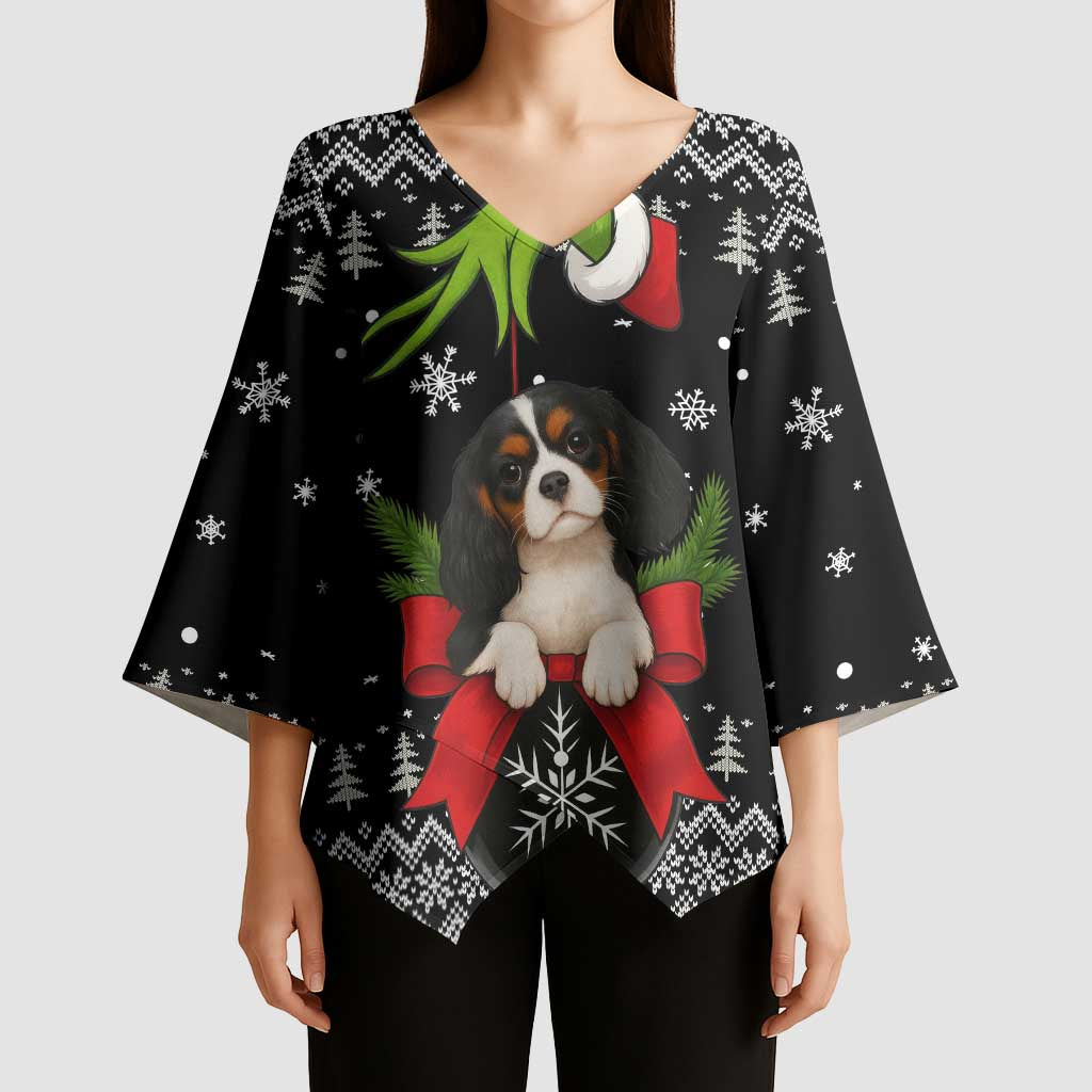Cavalier King Charles Spaniel Xmas Ball Christmas Kimono Sleeve Blouse Xmas Holiday Patterns - Wonder Print Shop