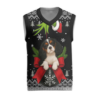 Cavalier King Charles Spaniel Xmas Ball Christmas Knitted V-Neck Vest Xmas Holiday Patterns TS04