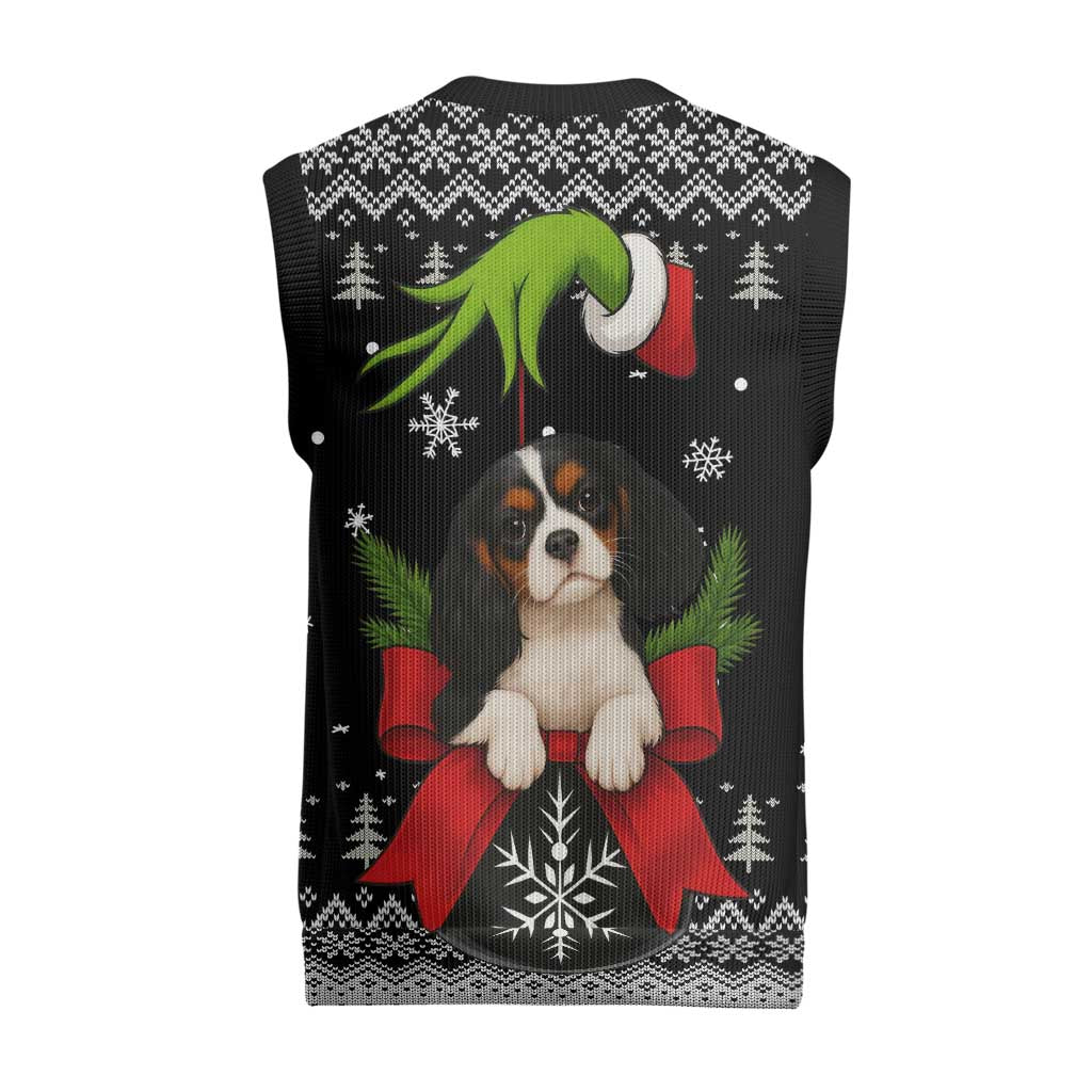 Cavalier King Charles Spaniel Xmas Ball Christmas Knitted V-Neck Vest Xmas Holiday Patterns TS04