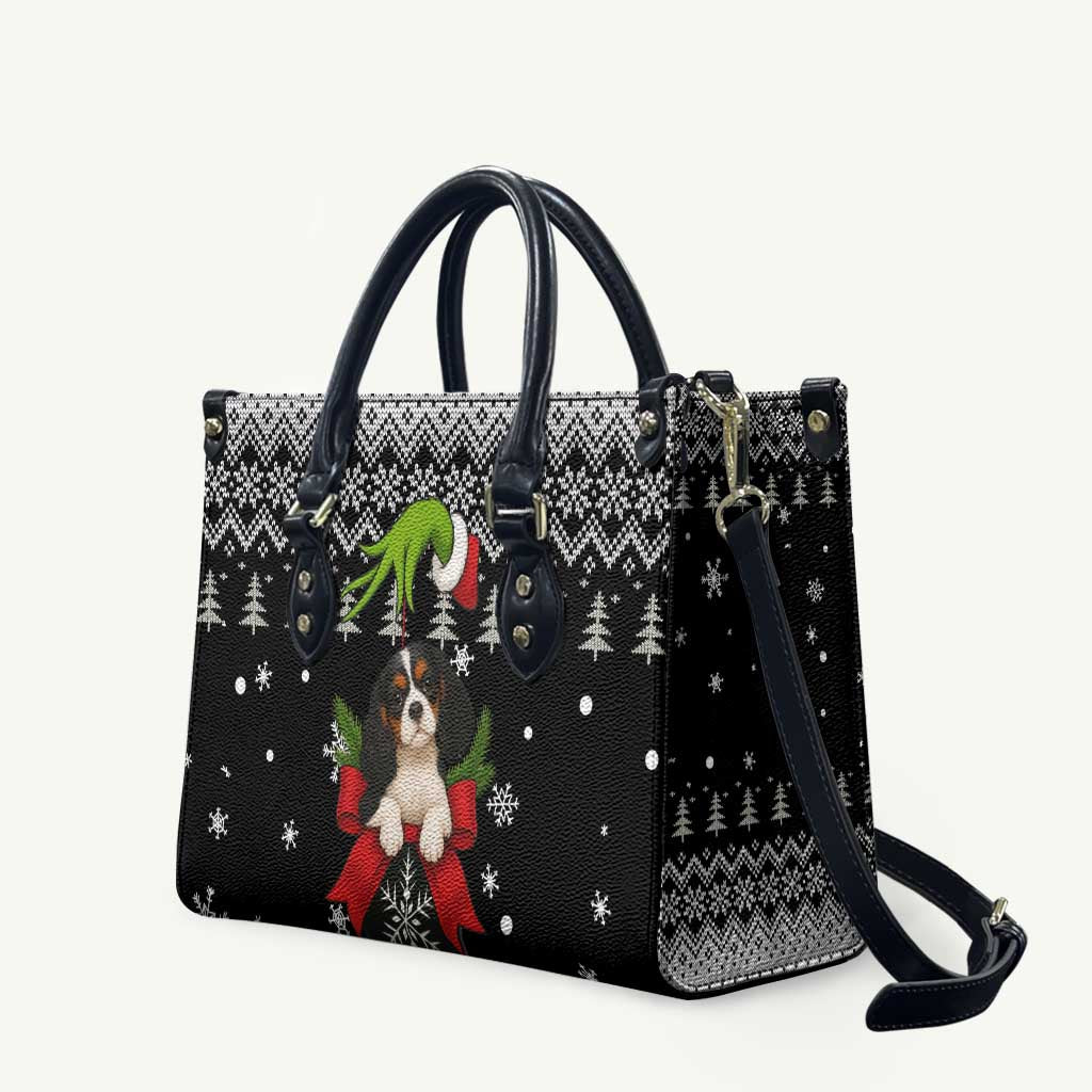 Cavalier King Charles Spaniel Xmas Ball Christmas Leather Bag Xmas Holiday Patterns - Wonder Print Shop