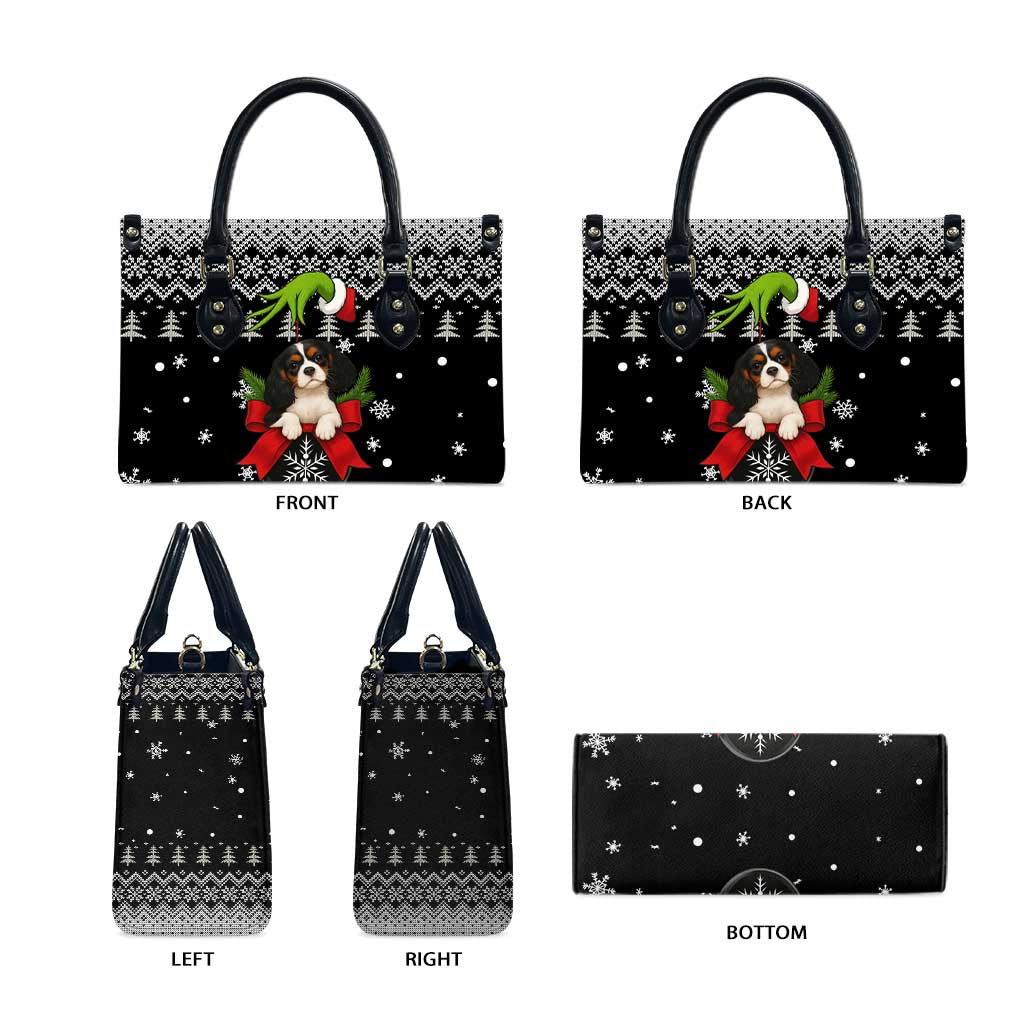 Cavalier King Charles Spaniel Xmas Ball Christmas Leather Bag Xmas Holiday Patterns - Wonder Print Shop