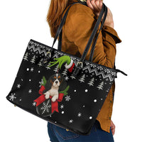 Cavalier King Charles Spaniel Xmas Ball Christmas Leather Tote Bag Xmas Holiday Patterns - Wonder Print Shop