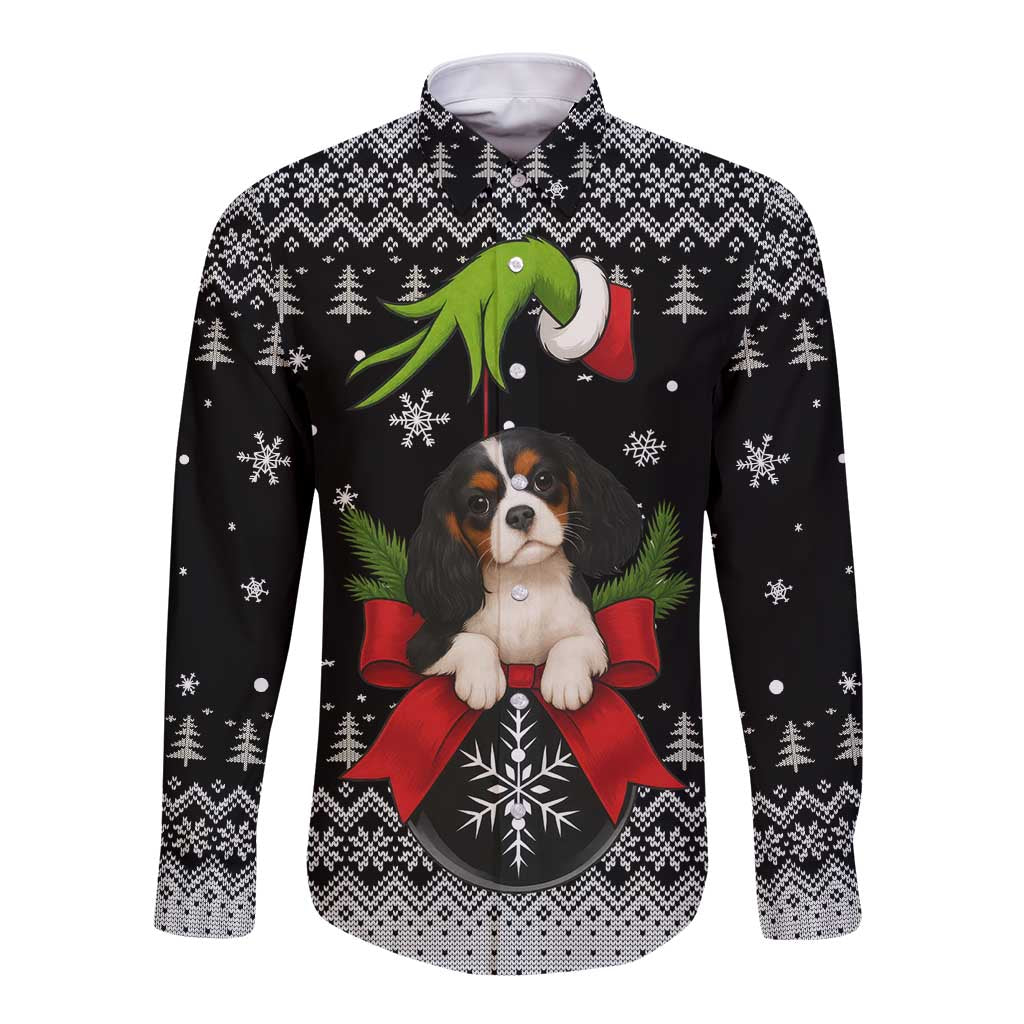 Cavalier King Charles Spaniel Xmas Ball Christmas Long Sleeve Button Shirt Xmas Holiday Patterns - Wonder Print Shop