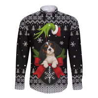 Cavalier King Charles Spaniel Xmas Ball Christmas Long Sleeve Button Shirt Xmas Holiday Patterns - Wonder Print Shop