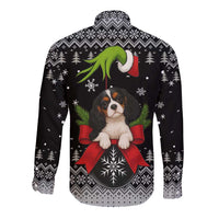 Cavalier King Charles Spaniel Xmas Ball Christmas Long Sleeve Button Shirt Xmas Holiday Patterns - Wonder Print Shop