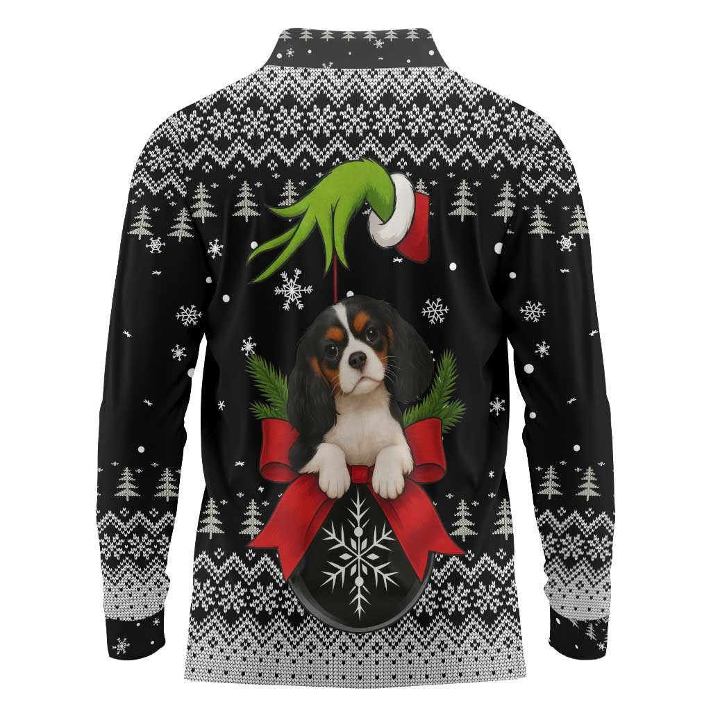 Cavalier King Charles Spaniel Xmas Ball Christmas Long Sleeve Polo Shirt Xmas Holiday Patterns - Wonder Print Shop