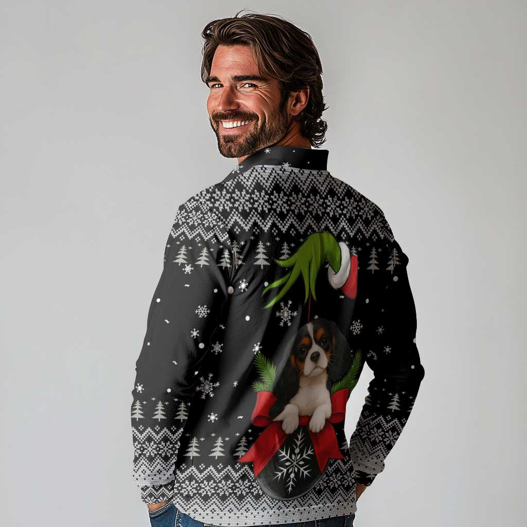 Cavalier King Charles Spaniel Xmas Ball Christmas Long Sleeve Polo Shirt Xmas Holiday Patterns - Wonder Print Shop