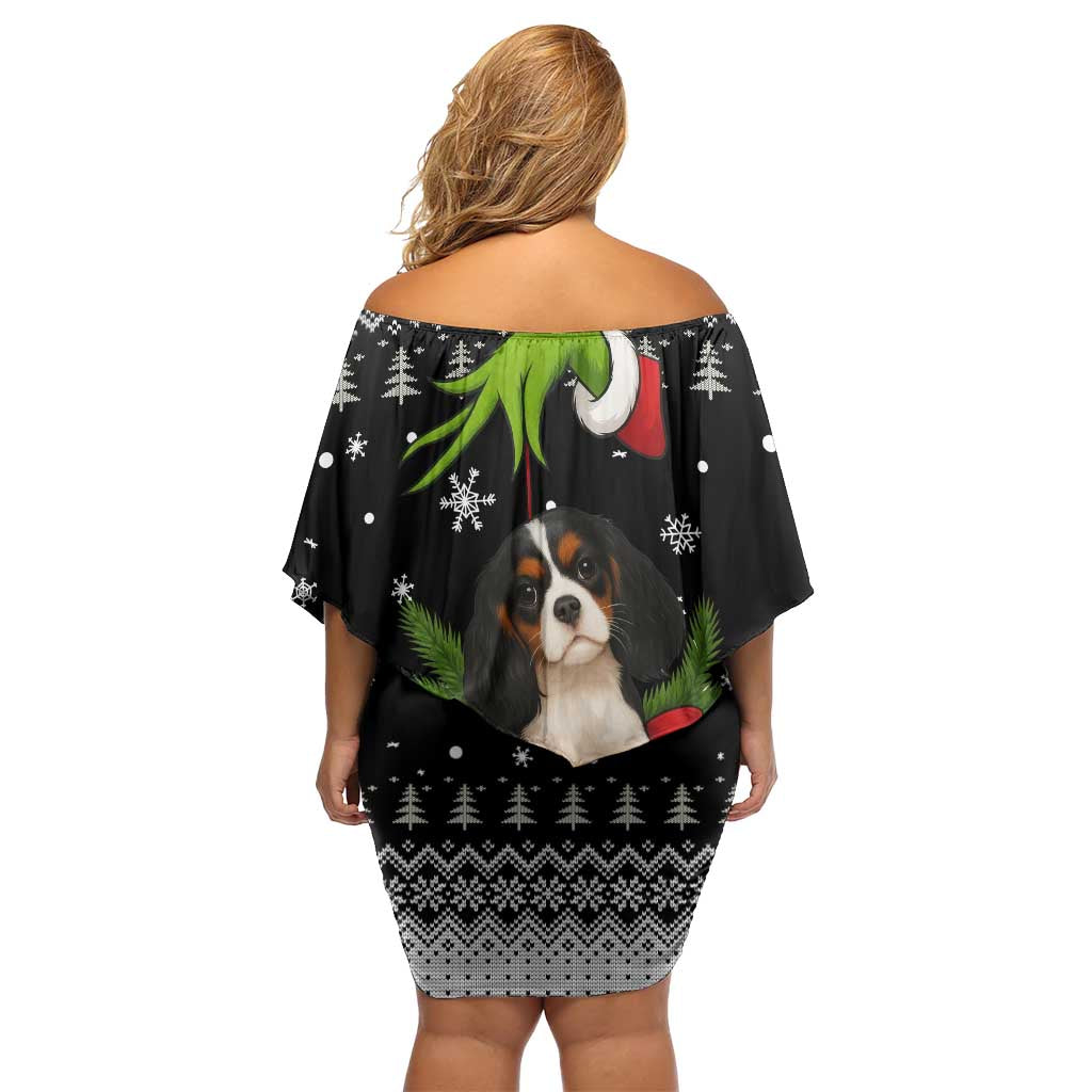 Cavalier King Charles Spaniel Xmas Ball Christmas Off Shoulder Short Dress Xmas Holiday Patterns - Wonder Print Shop