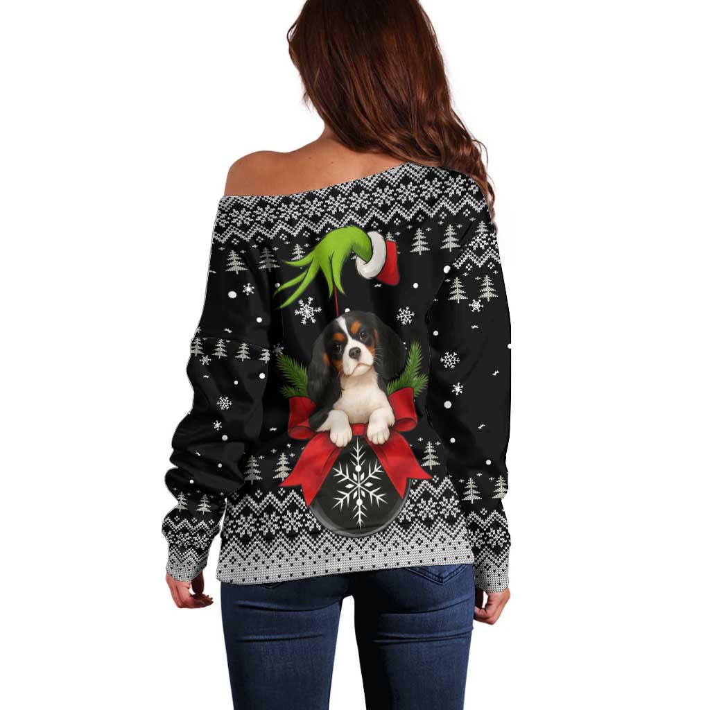 Cavalier King Charles Spaniel Xmas Ball Christmas Off Shoulder Sweater Xmas Holiday Patterns - Wonder Print Shop