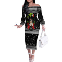Cavalier King Charles Spaniel Xmas Ball Christmas Off The Shoulder Long Sleeve Dress Xmas Holiday Patterns - Wonder Print Shop