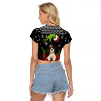 Cavalier King Charles Spaniel Xmas Ball Christmas Raglan Cropped T Shirt Xmas Holiday Patterns - Wonder Print Shop