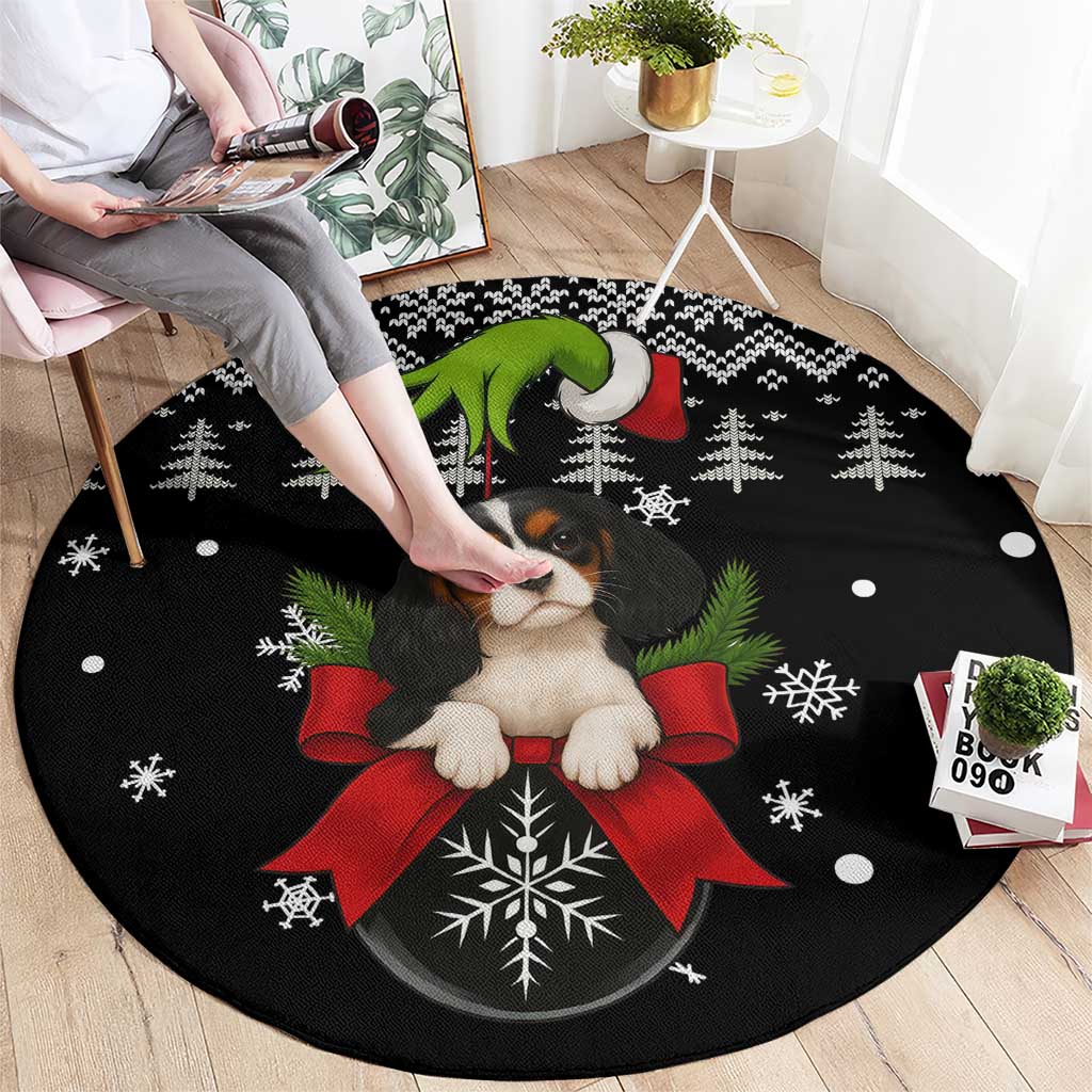 Cavalier King Charles Spaniel Xmas Ball Christmas Round Carpet Xmas Holiday Patterns - Wonder Print Shop