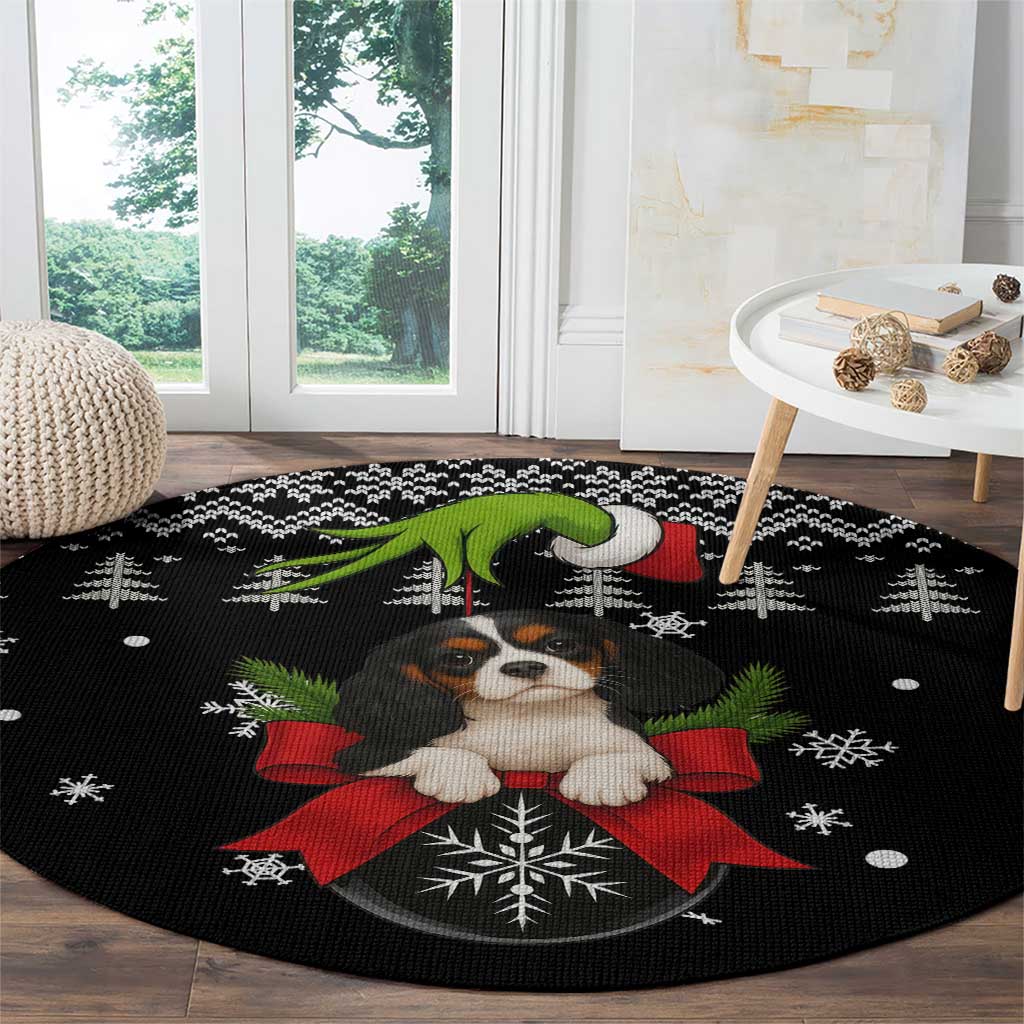 Cavalier King Charles Spaniel Xmas Ball Christmas Round Carpet Xmas Holiday Patterns - Wonder Print Shop