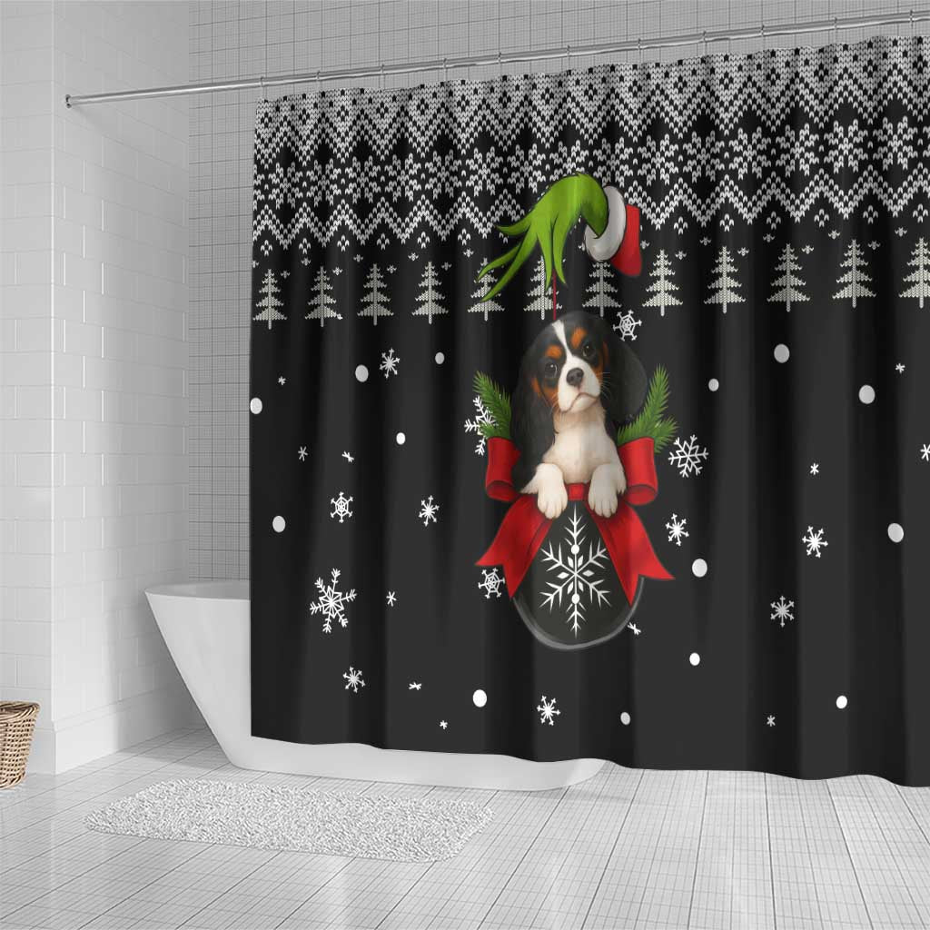 Cavalier King Charles Spaniel Xmas Ball Christmas Shower Curtain Xmas Holiday Patterns - Wonder Print Shop