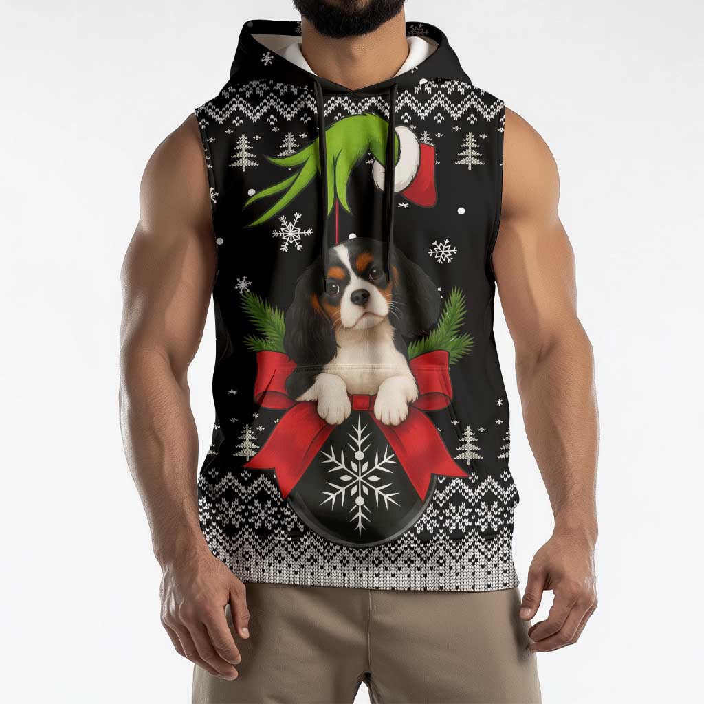 Cavalier King Charles Spaniel Xmas Ball Christmas Sleeveless Hoodie Xmas Holiday Patterns - Wonder Print Shop