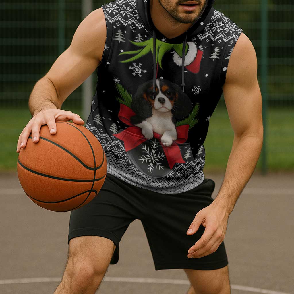 Cavalier King Charles Spaniel Xmas Ball Christmas Sleeveless Hoodie Xmas Holiday Patterns - Wonder Print Shop
