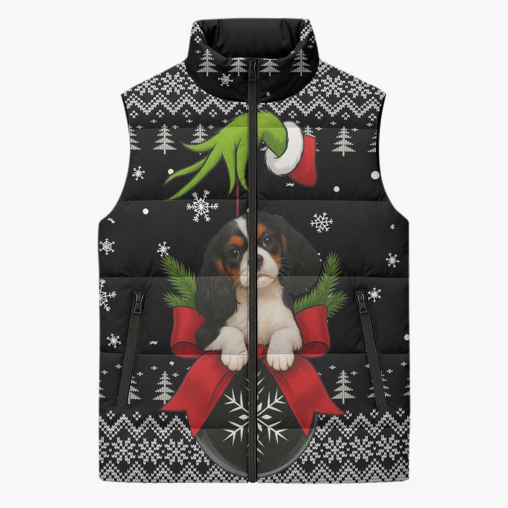 Cavalier King Charles Spaniel Xmas Ball Christmas Sleeveless Puffer Jacket Xmas Holiday Patterns - Wonder Print Shop