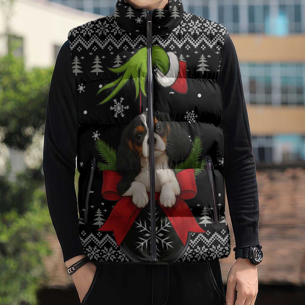 Cavalier King Charles Spaniel Xmas Ball Christmas Sleeveless Puffer Jacket Xmas Holiday Patterns - Wonder Print Shop