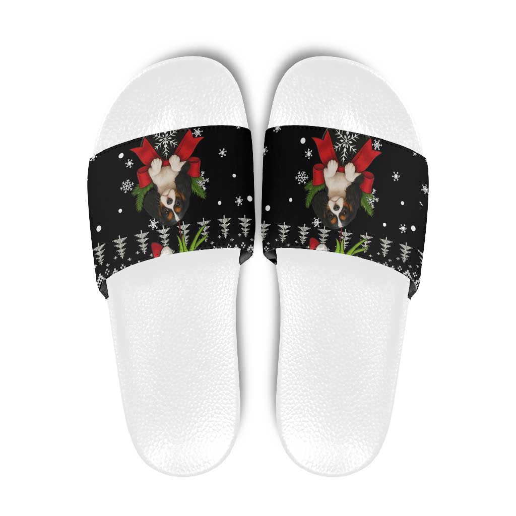 Cavalier King Charles Spaniel Xmas Ball Christmas Slide Sandals Xmas Holiday Patterns - Wonder Print Shop