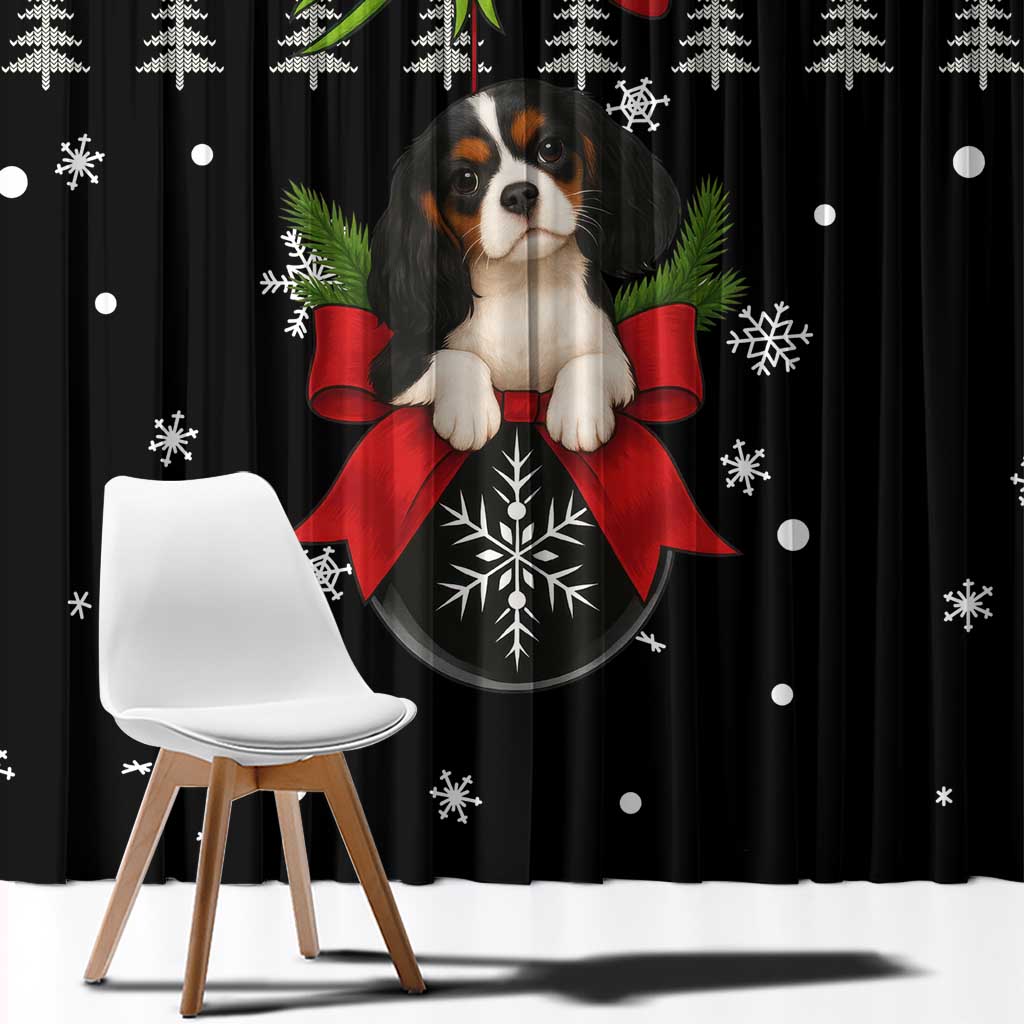 Cavalier King Charles Spaniel Xmas Ball Christmas Window Curtain Xmas Holiday Patterns - Wonder Print Shop