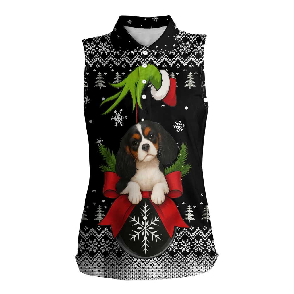 Cavalier King Charles Spaniel Xmas Ball Christmas Women Sleeveless Polo Shirt Xmas Holiday Patterns - Wonder Print Shop