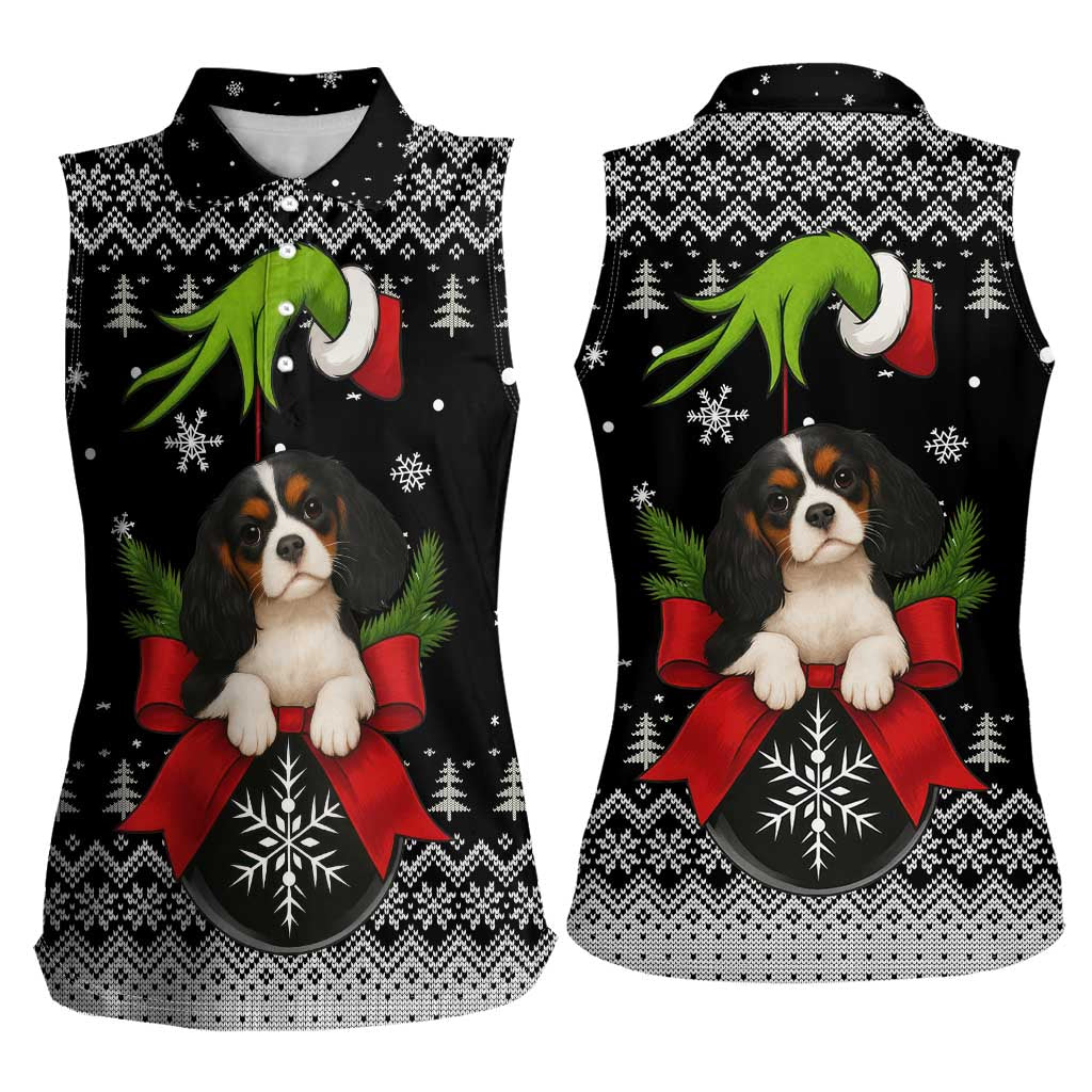 Cavalier King Charles Spaniel Xmas Ball Christmas Women Sleeveless Polo Shirt Xmas Holiday Patterns - Wonder Print Shop