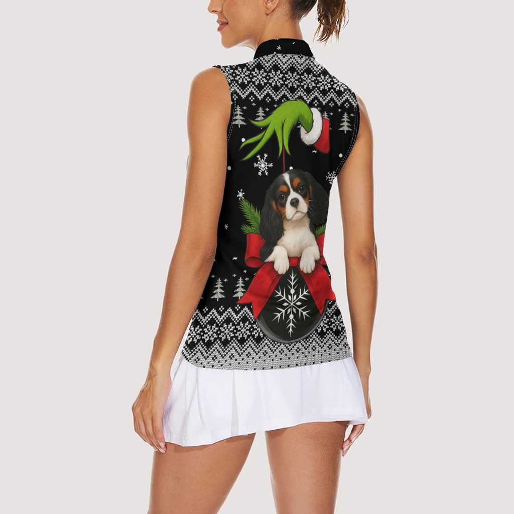 Cavalier King Charles Spaniel Xmas Ball Christmas Women Sleeveless Polo Shirt Xmas Holiday Patterns - Wonder Print Shop