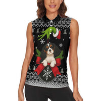 Cavalier King Charles Spaniel Xmas Ball Christmas Women Sleeveless Polo Shirt Xmas Holiday Patterns - Wonder Print Shop