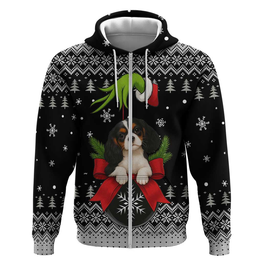 Cavalier King Charles Spaniel Xmas Ball Christmas Zip Hoodie Xmas Holiday Patterns - Wonder Print Shop