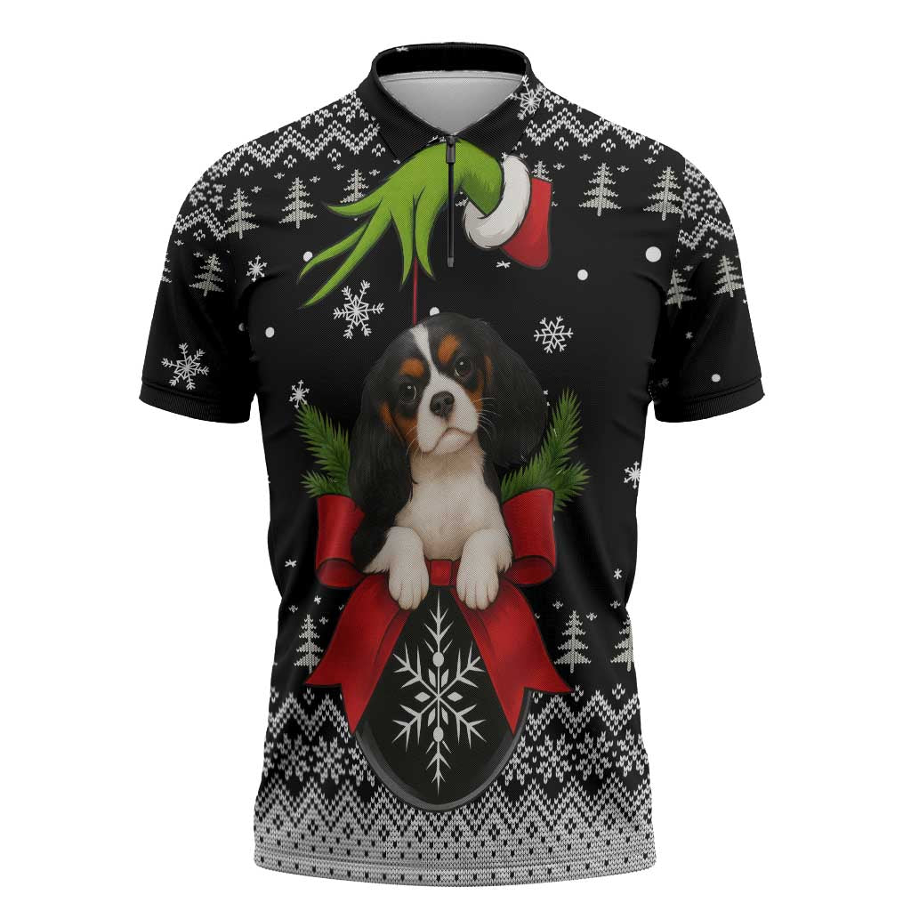 Cavalier King Charles Spaniel Xmas Ball Christmas Zipper Polo Shirt Xmas Holiday Patterns - Wonder Print Shop