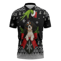 Cavalier King Charles Spaniel Xmas Ball Christmas Zipper Polo Shirt Xmas Holiday Patterns - Wonder Print Shop