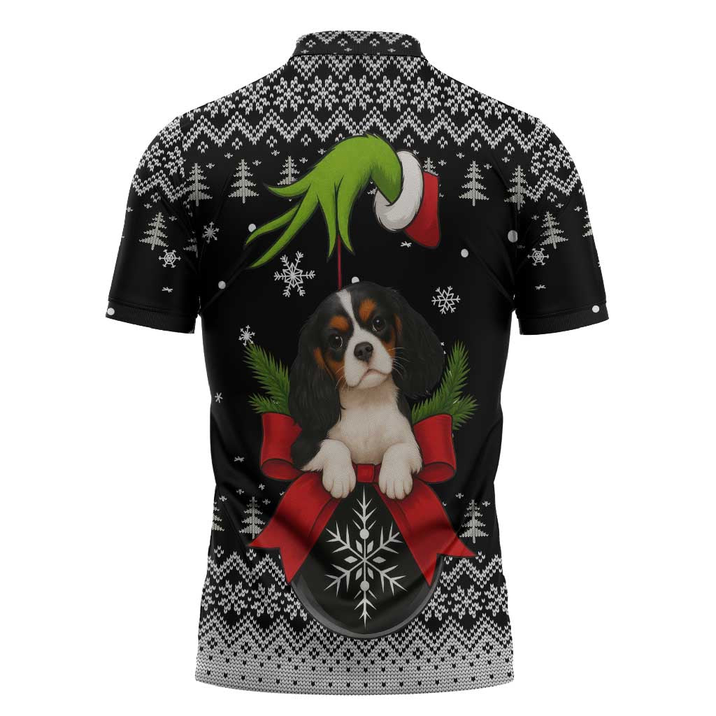 Cavalier King Charles Spaniel Xmas Ball Christmas Zipper Polo Shirt Xmas Holiday Patterns - Wonder Print Shop