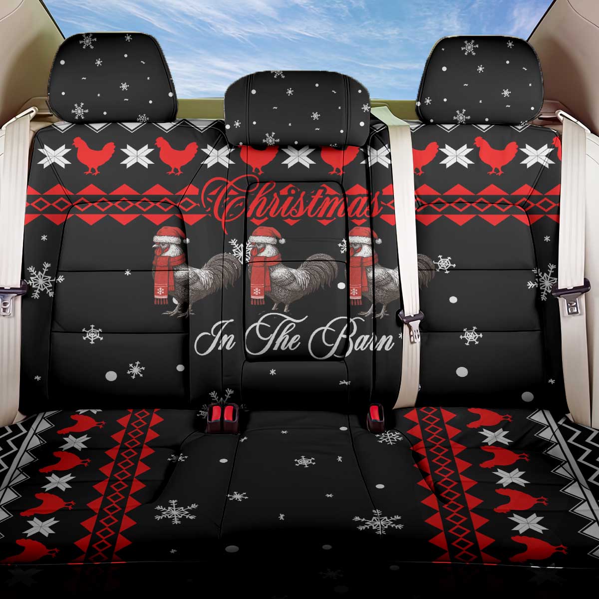 Chicken Farm Christmas Back Car Seat Cover Xmas Holiday Patterns - Wonder Print Shop