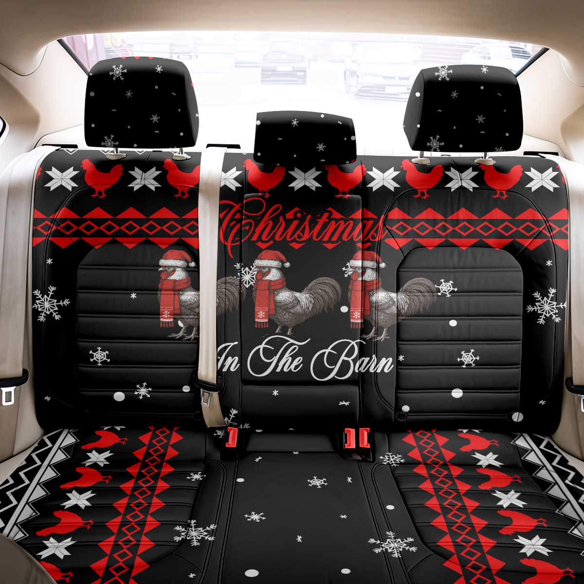Chicken Farm Christmas Back Car Seat Cover Xmas Holiday Patterns - Wonder Print Shop