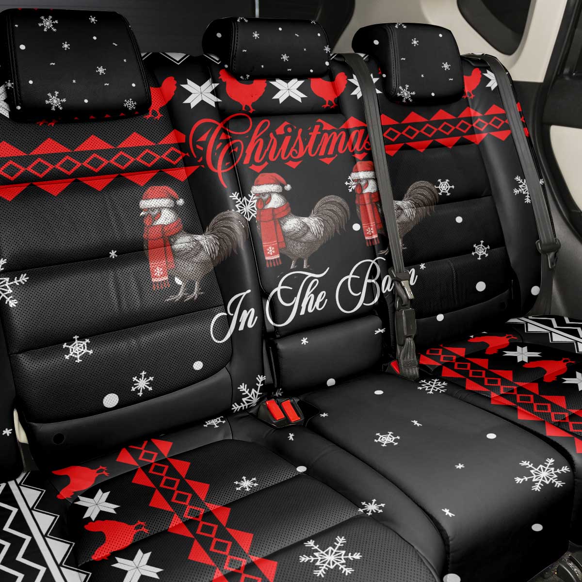 Chicken Farm Christmas Back Car Seat Cover Xmas Holiday Patterns - Wonder Print Shop
