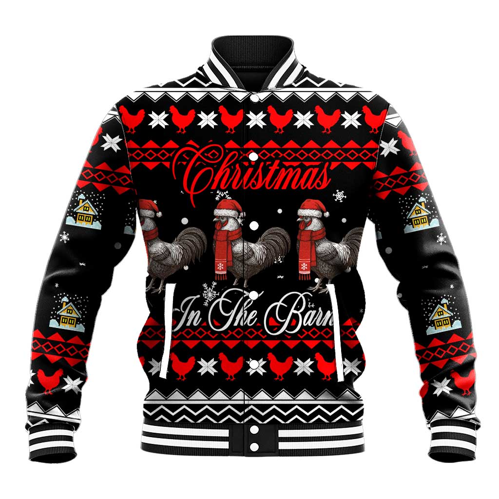 Chicken Farm Christmas Baseball Jacket Xmas Holiday Patterns - Wonder Print Shop