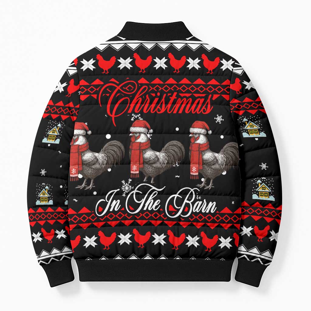Chicken Farm Christmas Bomber Puffer Jacket Xmas Holiday Patterns - Wonder Print Shop